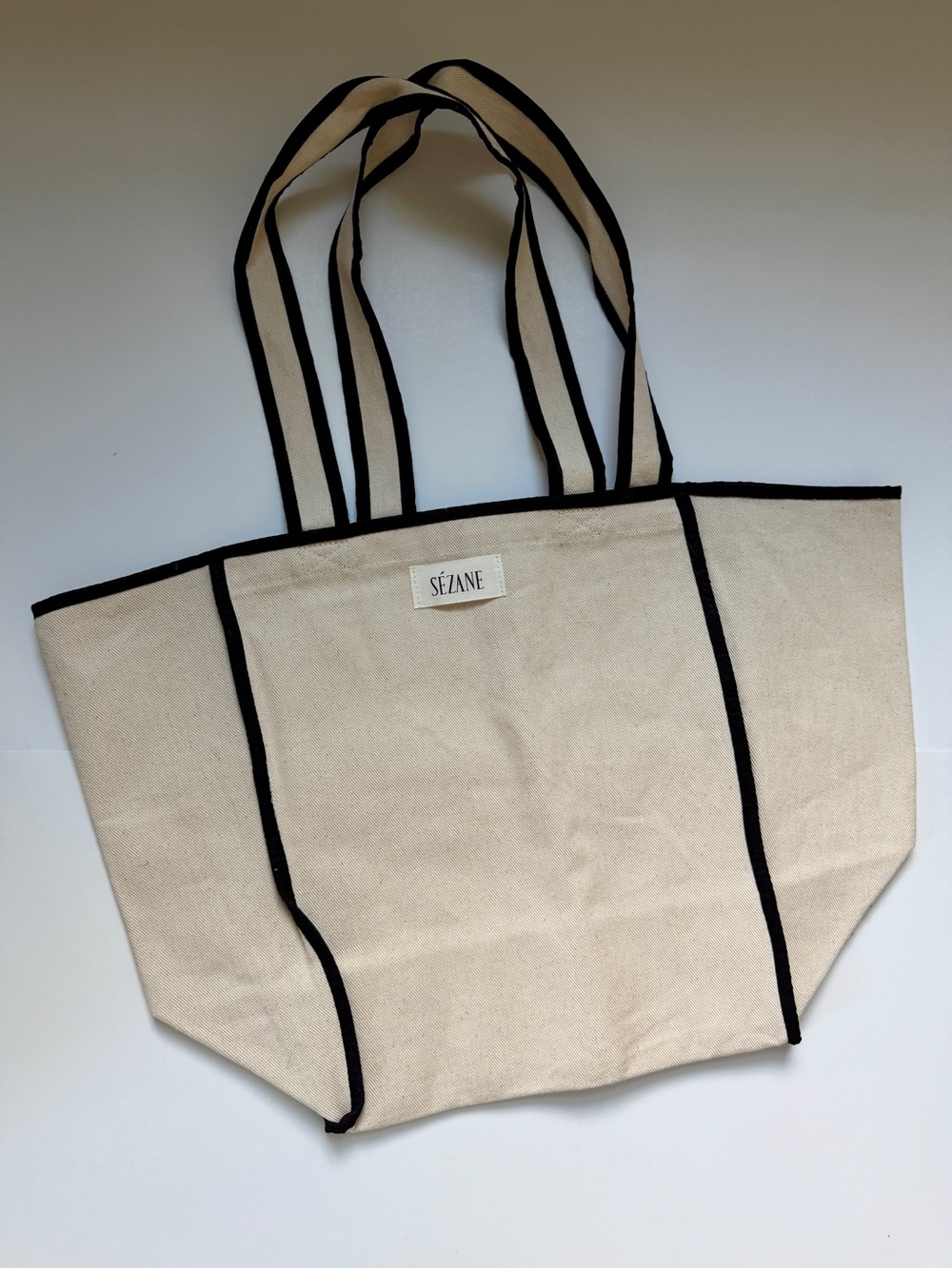 Sézane Cream Canvas Tote with Black Trim - Limited Edition, Brand New
